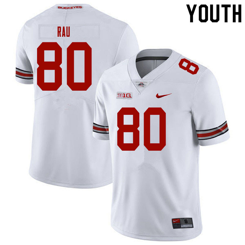 Ohio State Buckeyes Corey Rau Youth #80 White Authentic Stitched College Football Jersey